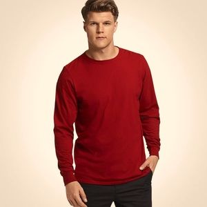 Russell maroon athletic polyester mesh long sleeve athletic shirt.  Size 2XL